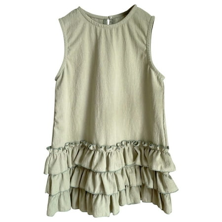 

OJinShaWanO Black Toddler Dress Children S Cotton And Linen Lace Dress Vest Dress Sleeveless Dress Princess Dress Little Girl Fashion Dress For Children From 1 To 6 Years Old Green Cotton 6-12 Months
