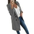 thumbnail image 2 of Fangasis Women Outwear Long Sleeve Jacket Button Down Coat Ladies Double-Breasted Overcoats Open Front Cardigan Gray 4XL, 2 of 7