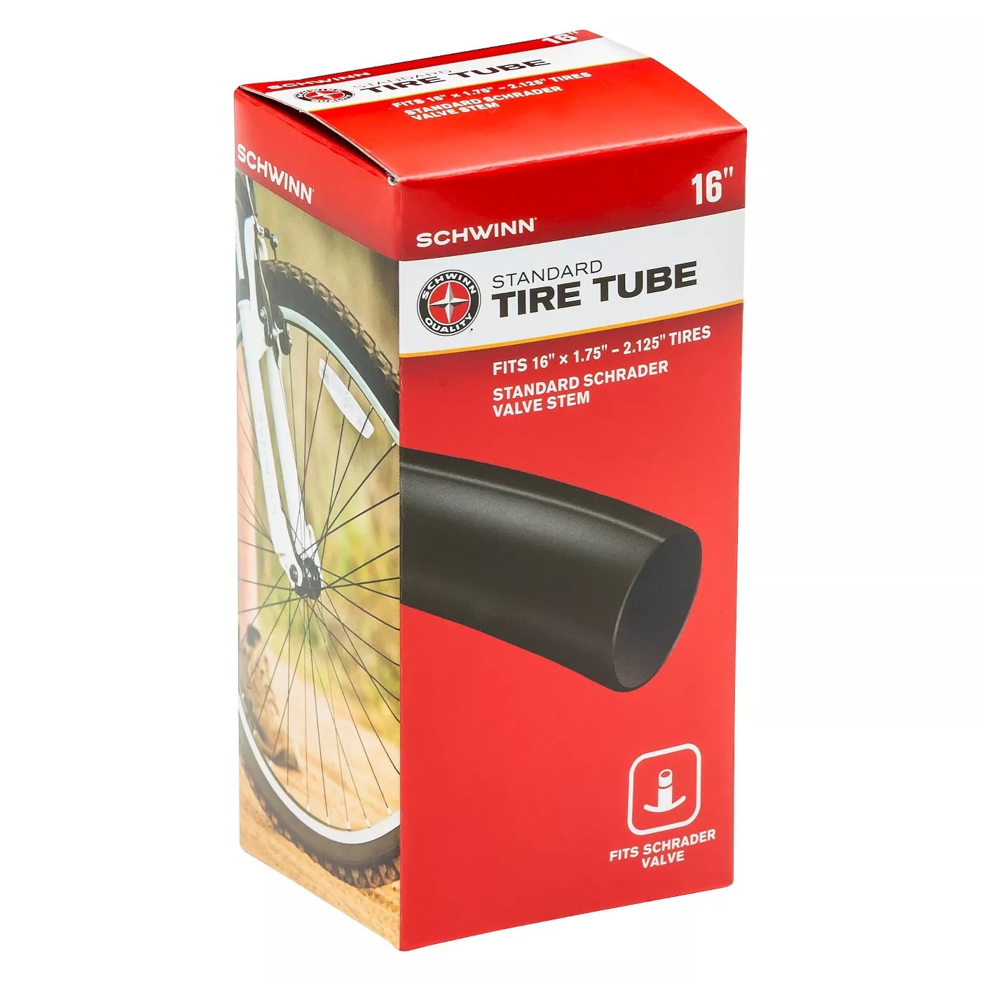 Schwinn 16" Durable Rubber Bike Tire Tube, 40 PSI, No Assembly Required, Fits 16" Bikes (New