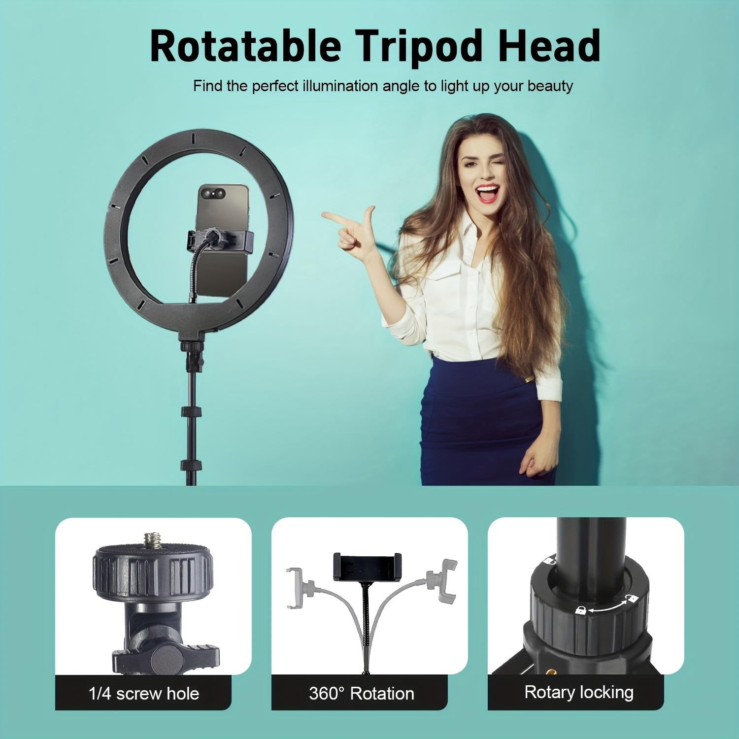 12" Big LED Ring Light with Adjustable 63" Tripod Stand - 3 Color Temperature Settings for Professional Video Lighting, ASMR Recording & Twitch Streaming Setup