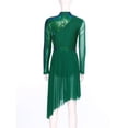 thumbnail image 4 of YiZYiF Lyrical Dance Dress for Women Sequins Long Sleeve Tulle Skirt Contemporary Dancing Clothes Green XL, 4 of 7