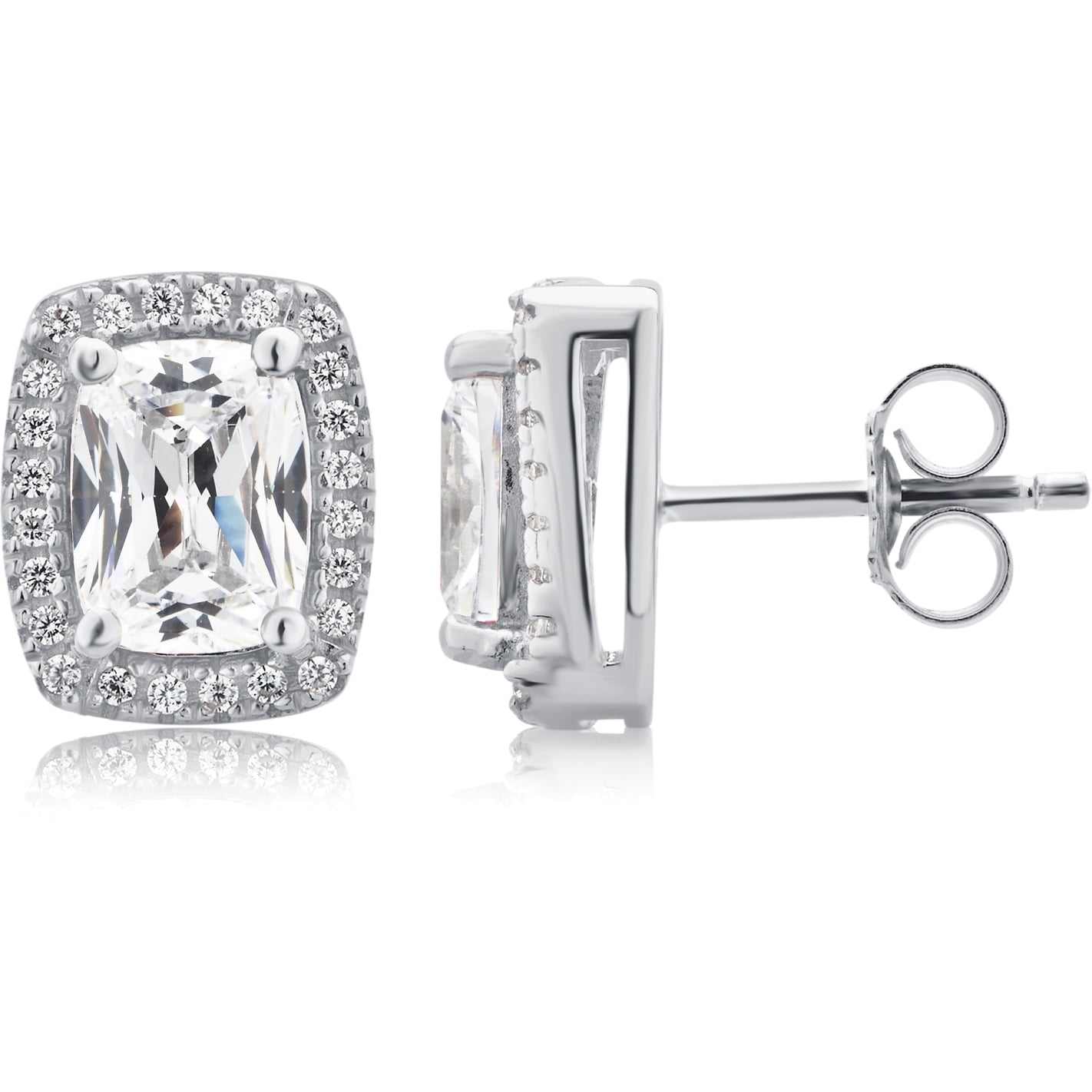Cubic Zirconia Cushion Frame Sterling Si