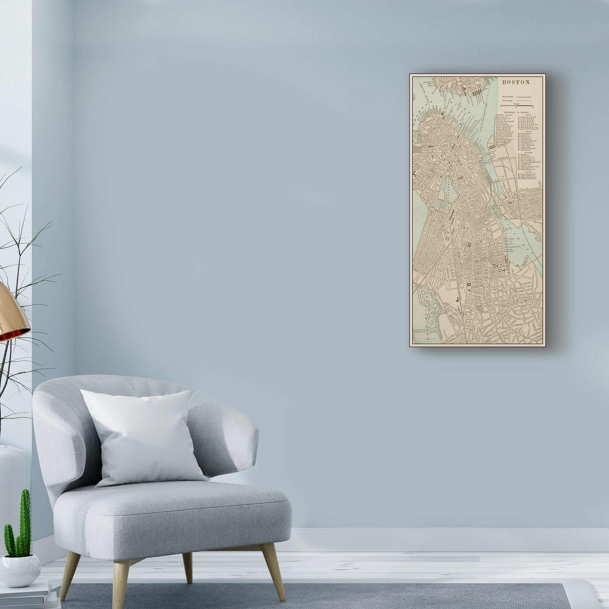 Trademark Fine Art 'Tinted Map of Boston' Canvas Art by Vision Studio