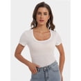 thumbnail image 3 of Women Casual Long Sleeve Slim Scoop Neck Fit T Shirts Basic Tee Tops Crew, 3 of 5