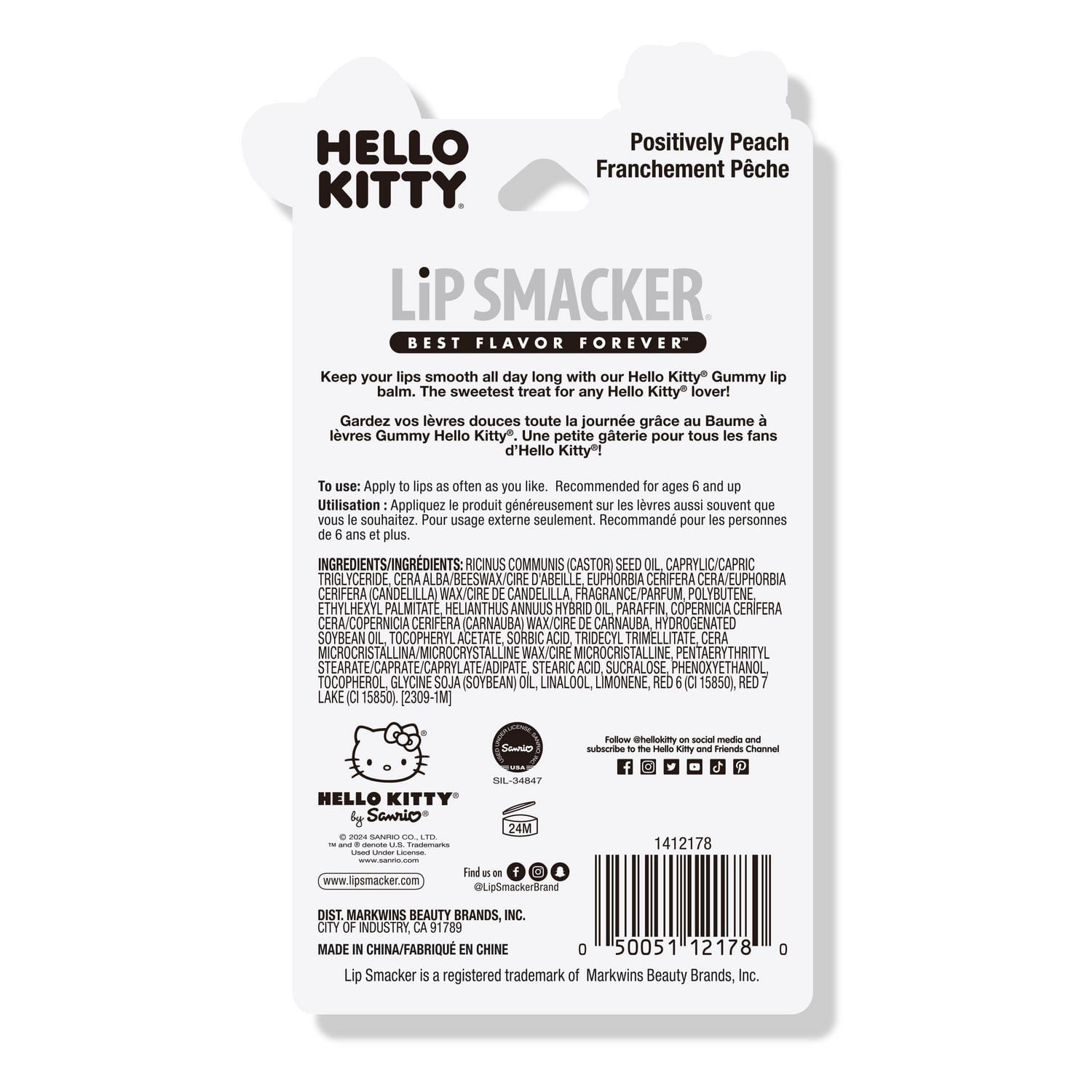 Hello Kitty Gummy Lip Balm - Positively Peach, Gummy Lip Balm