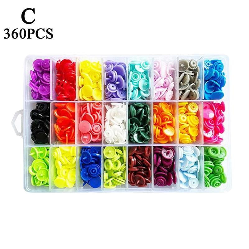 360 Sets Snap Kits Plastic Snaps Fastener Buttons Press Stud IN T5 BOX Set I5I6