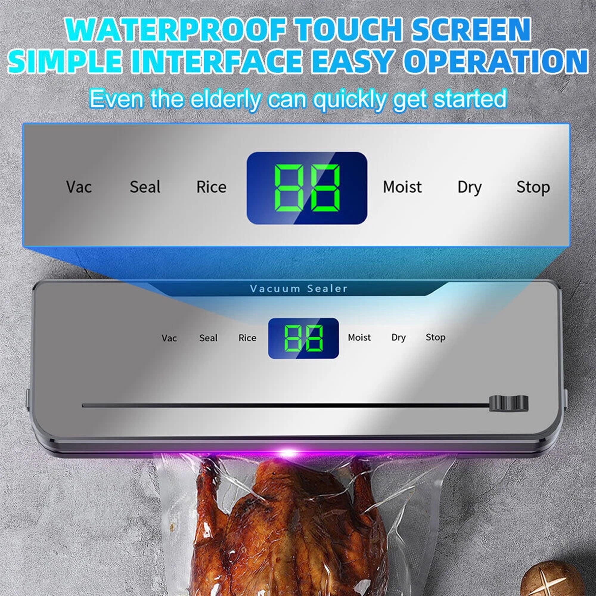 Large Suction Force Small Vacuum Food Sealer Machine, Meat Sealers Vacuum Packing Machine for Food Storage, Food Vacuum Sealing Machine, Build-In Cutter