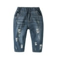 thumbnail image 5 of CPNG Toddler Baby Boys Leisurely Suit Long Sleeved Button Down Plaid Shirts and Ripped Denim Pants 2 Piece Set(Pink,18-24 Months), 5 of 9