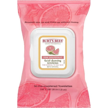 Burt's Bees Facial Cleansing Towelettes, Pink Grapefruit 30 ea (Pack of 6)