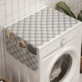 thumbnail image 1 of Geometric Washing Machine Organizer, Oriental Moroccan Like Rounds Circles Sea Wave Inspired Art Print, Anti-slip Fabric Top Cover for Washer and Dryer, Black and White, by Ambesonne, 1 of 1