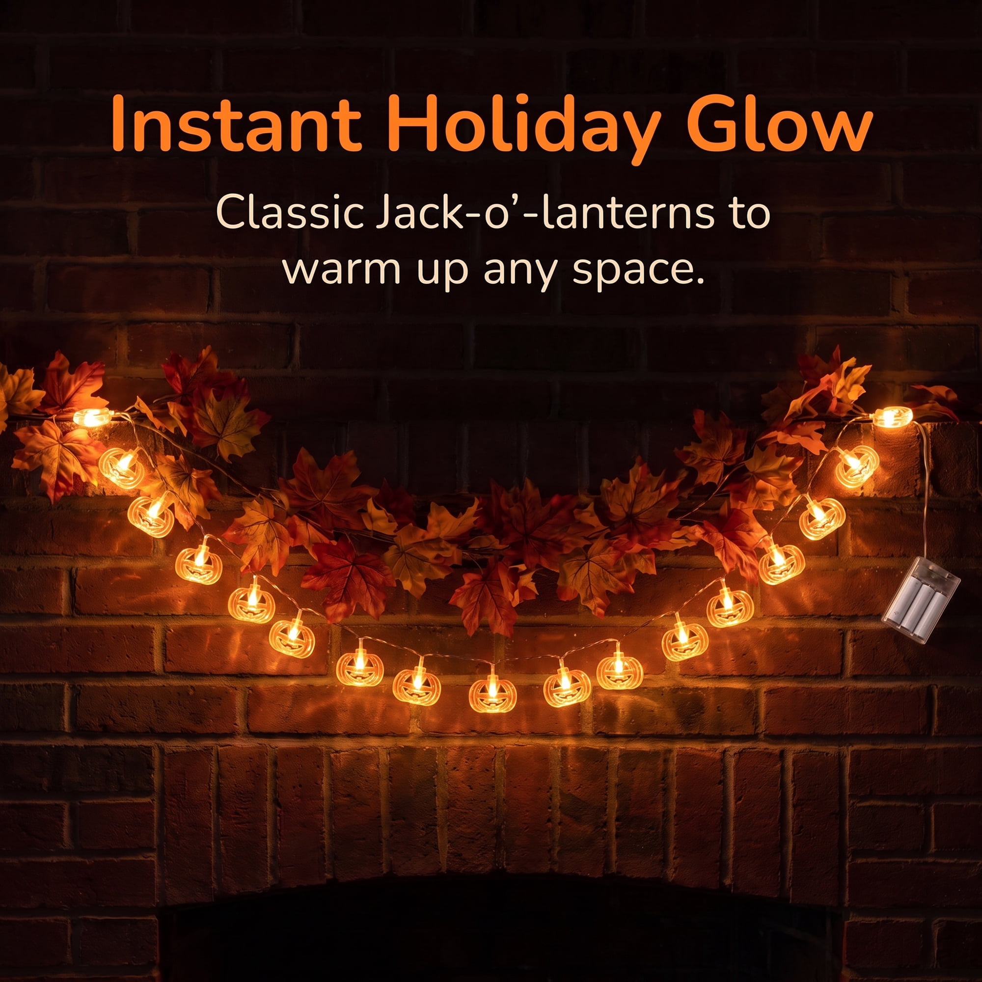Unique Bargains Jack-O'-Lantern Fairy Twinkle Lights 9.8 ft Flat Pumpkin Battery Operated