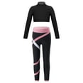 thumbnail image 1 of Yeahdor Kids Girls Long Sleeve Crop Top with Color Block Leggings Active Set Skating Workout Sports Suit, 1 of 7