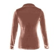 thumbnail image 5 of AXXD Womens Sexy Tops Basic Summer 2024 Satin Pocket Business V-Neck Solid-color Commute Long Sleeve Blouses Shirt Tops, 5 of 5