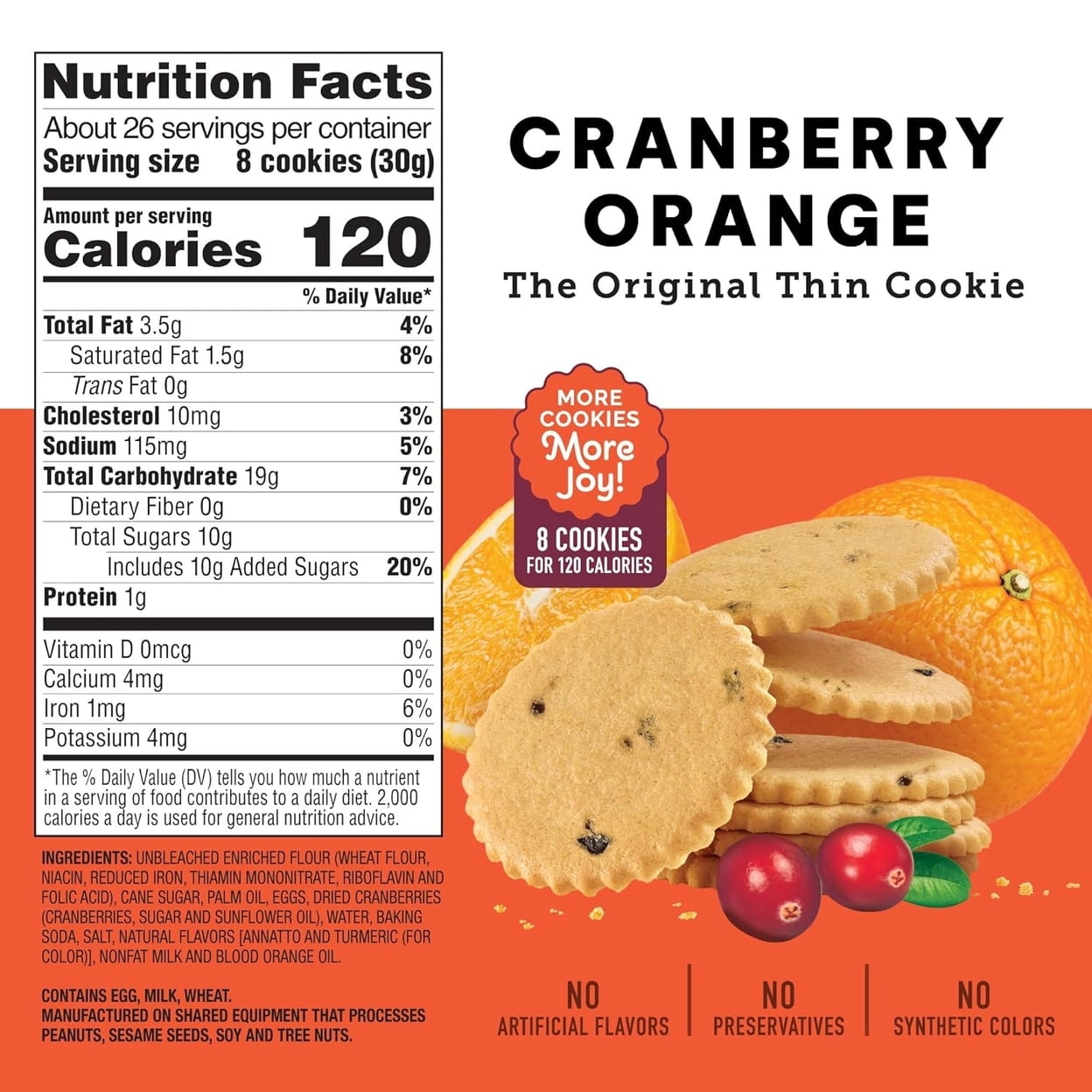 Dewey's Bakery Cranberry Orange Moravian Style Thin Cookies, 28 Ounce