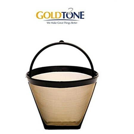 GoldTone Reusile 4 Cup #2 Cone Coffee Filter - #2 Cone Permanent Coffee Filter - Replacment #2 Cone Coffee Filter fits Cuisinart, Krups, Most other #2 Cone Coffee Makers