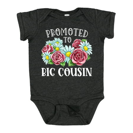 

Inktastic Promoted to Big Cousin with Flowers Gift Baby Boy or Baby Girl Bodysuit