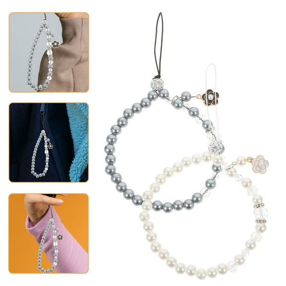 Hemoton 2pcs Phone Charm Beaded Phone Lanyard Strap Cute Beads Phone Chain Lanyard Wrist Strap