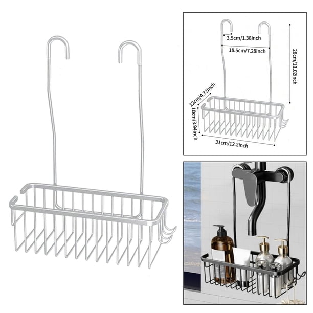 Estante de ducha colgante, estante de almacenamiento para baño, estantes de ducha fáciles de instalar, organizador de baño para baño, dormitorio, Plata