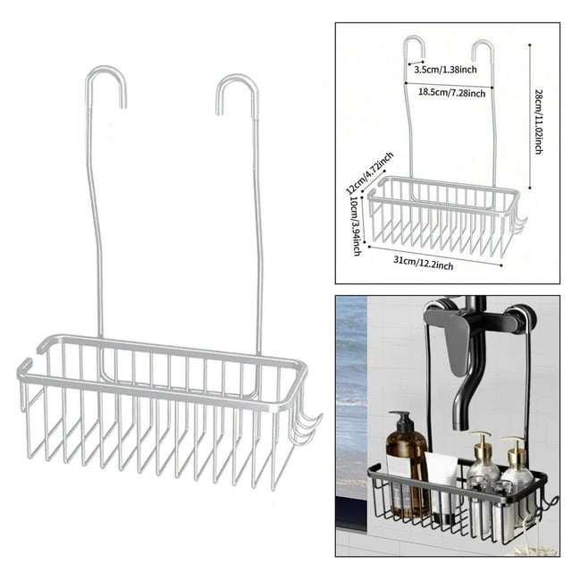 Estante de ducha colgante, estante de almacenamiento para baño, estantes de ducha fáciles de instalar, organizador de baño para baño, dormitorio, Plata
