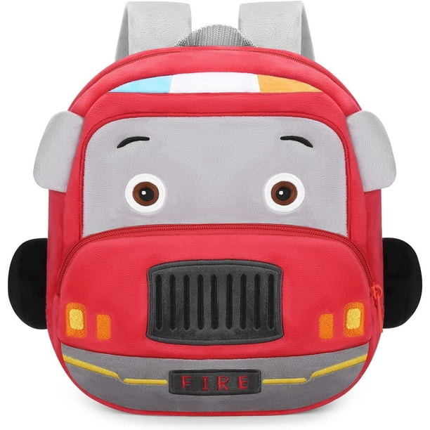 Mochila para niños Bolsa de guardería Bolsa de jardín de infantes Mochila escolar para auto pequeño Dibujos animados lindos para bebé niña niño de 1 a 3 años, Camión de bomberos Regalos para el día del niño JM