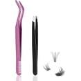 thumbnail image 1 of Eyelash Applicator Tool 1 Lash Applicator for Clusters Lashes Plus 1 Eyebrow Tweezers DIY Eyelash Extension Tweezers Set(2 pcs), 1 of 7