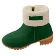 thumbnail image 2 of Winter Suede Mid Calf Boots for Women, Retro Heeled Ankle Booties with Side Zipper, Warm Comfortable Fall Footwear, 2 of 8
