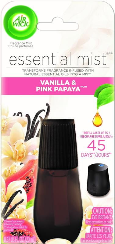 Air Wick Essential Mist Refill, 1 ct, Vanilla and Pink Papaya, Essential Oils Diffuser, Air Freshener