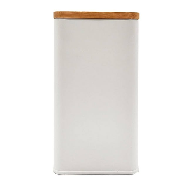 Canister Homecreations Metal Blanco con Tapa Bambú 2400ml