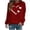 Wine, variant on Hoodless Sweatshirts for Women Casual Valentine's Day Printed Long Sleeved Round Neck T Shirt