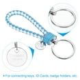 thumbnail image 3 of Braided Leather Keychain with Stainless Steel Key Ring Sleeve, PU Woven Wristlet Lanyard, White Sky Blue, 3 of 5