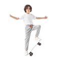 thumbnail image 2 of OSOLU Boys Pants Elastic Drawstring Waist Side Pockets Jogger Fit Kids Casual Trousers Grey, 2 of 3