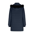 thumbnail image 6 of Women's Padded Hooded Jacket Long Sleeve Solid Color Winter Coat Outerwear Warm Thickened Fashion Parka for Cold Weather | CSEONE,Navy XL, 6 of 9