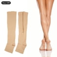 thumbnail image 2 of HUGFEGWE Compression Stockings Leg Support Hosiery Knee High Socks with Zipper for Blood Circulation, Open Toe Compression Stockings for Shape Beautiful Legs(L/XL-Skin Color) CJB91-44004, 2 of 8