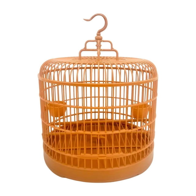 Jaula Redonda Para Pájaros, Diseño Retro, Con Gancho Y Dos Comederos Colgantes.