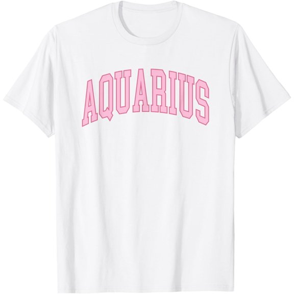 Aquarius Zodiac Horoscope Pink Retro Preppy Throwback Womens T-Shirt men and women can wear, black, white, gifts