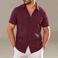 thumbnail image 2 of Mens Big & Tall Cuban Guayabera Shirt Casual Button Down Shirts Short Sleeve Summer Beach Shirts Size S-5XL Wine, 2 of 6
