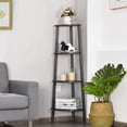 thumbnail image 2 of Topbuy 4-layers Corner Shelf Metal Storage Rack Domestic Bookcase Display Stand Wood Silver, 2 of 6