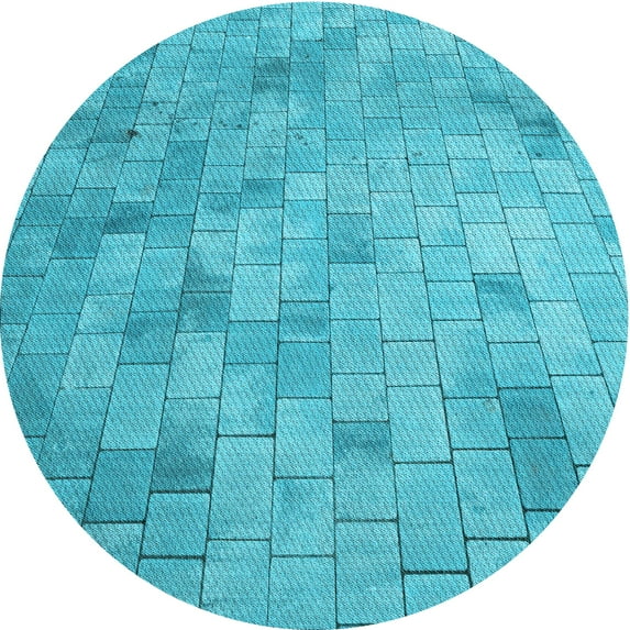 Ahgly Company Indoor Round Patterned Dark Turquoise Green Area Rugs, 6' Round