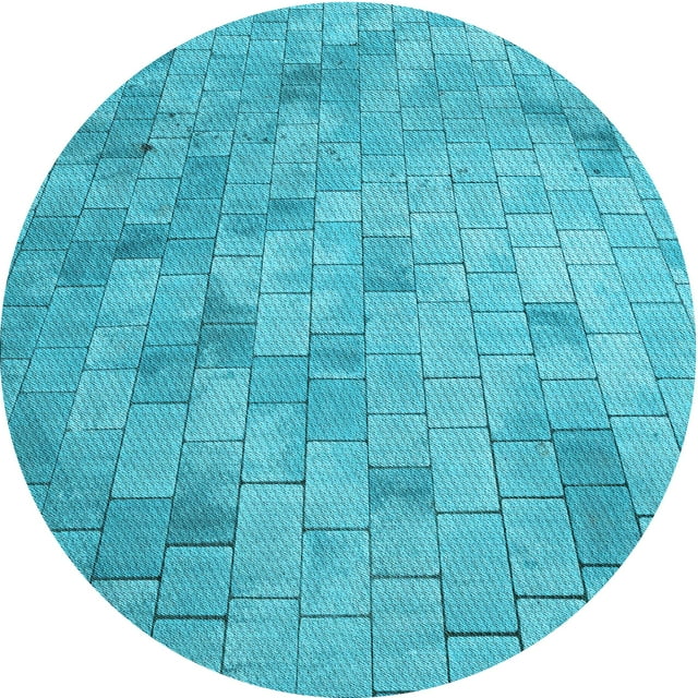 Ahgly Tapis Rond Lavable en Machine Intérieur Transitionnel Turquoise Foncé Vert, 3 Pieds Rond