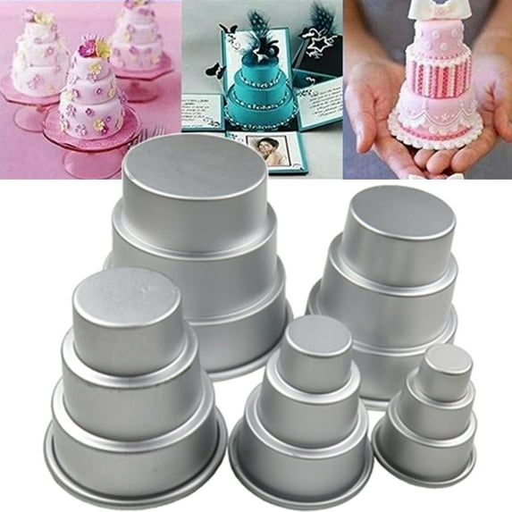 Cheers.US Mini 3-Tier Cupcake Pudding Cookie Mold Chocolate Cake Mold Baking Pan Party Food Mould, Aluminum Alloy Multi Tier Cake Pan Baking Pan Nonstick