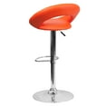 thumbnail image 5 of Flash Furniture 2 Pk. Contemporary Orange Vinyl Rounded Orbit-Style Back Adjustable Height Barstool with Chrome Base, 5 of 9