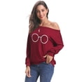 thumbnail image 6 of Purcoar Women's Sweatshirt Glasses Long Sleeve Tops, 6 of 7