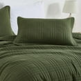 thumbnail image 4 of Chezmoi Collection Kingston Queen Size Bedspread Set, 3-Piece Olive Green Oversized Quilted Microfiber Lightweight Bedspread Coverlet (100"x106"), 4 of 9