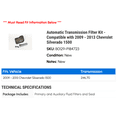 thumbnail image 2 of Automatic Transmission Filter Kit - Compatible with 2009 - 2013 Chevy Silverado 1500 2010 2011 2012, 2 of 2