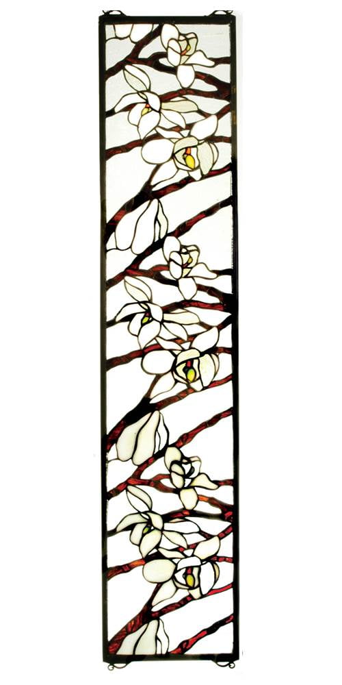 9"W X 42"H Magnolia Stained Glass Window