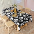 thumbnail image 3 of Black White Skull Pattern Rectangle Tablecloth 60"x102",Waterproof Polyester Rectangle Table Cloth, Wipeable Spillproof Polyester Tablecloth for Dining, Camping, Indoor and Outdoor, 3 of 6