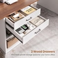 thumbnail image 4 of 90.5" Two Person Office Desk, Long Computer Desk with 2 Drawers and Open Storage, 4 of 8