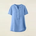thumbnail image 6 of Maean Women Cotton Linen Tops V Neck Buttons Beach Vacation Summer Blouse Casual Oversized Outfits, 6 of 7