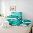 thumbnail image 4 of Teal Rose Comforter Set 7 Piece Bed in a Bag Twin,Diamond Crystal Fluid Art Sheet Set with Comforter,Abstract Ombre Bedding Set Romantic Garden Flowers Bed Set Boho Floral Bohemian Decor, 4 of 6
