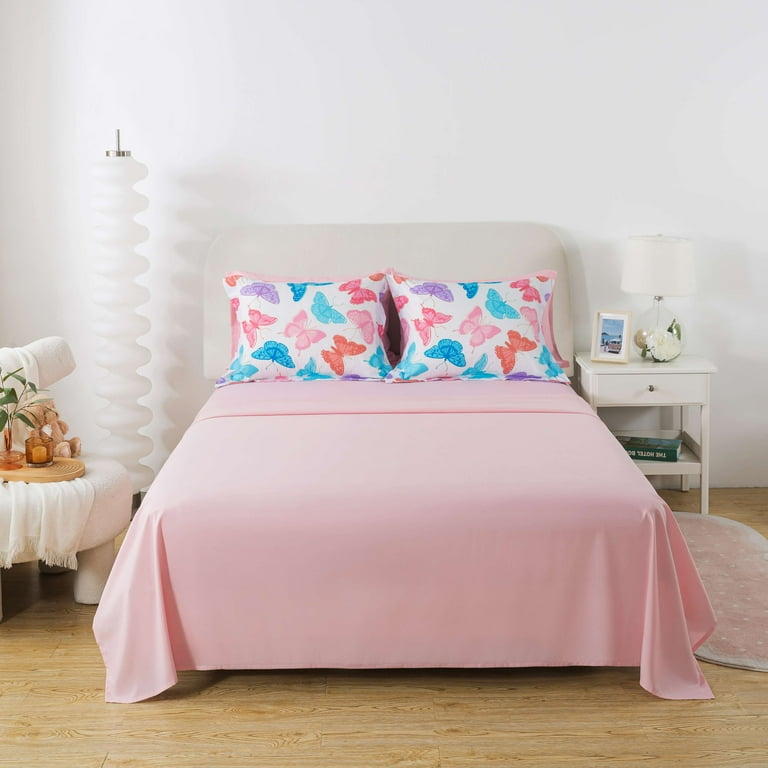 Set di biancheria da letto matrimoniale, hippie tie dye set di lenzuola per bambini adulti colorati in stile arcobaleno multicolore astratto lenzuola 4 pezzi con 2 federe